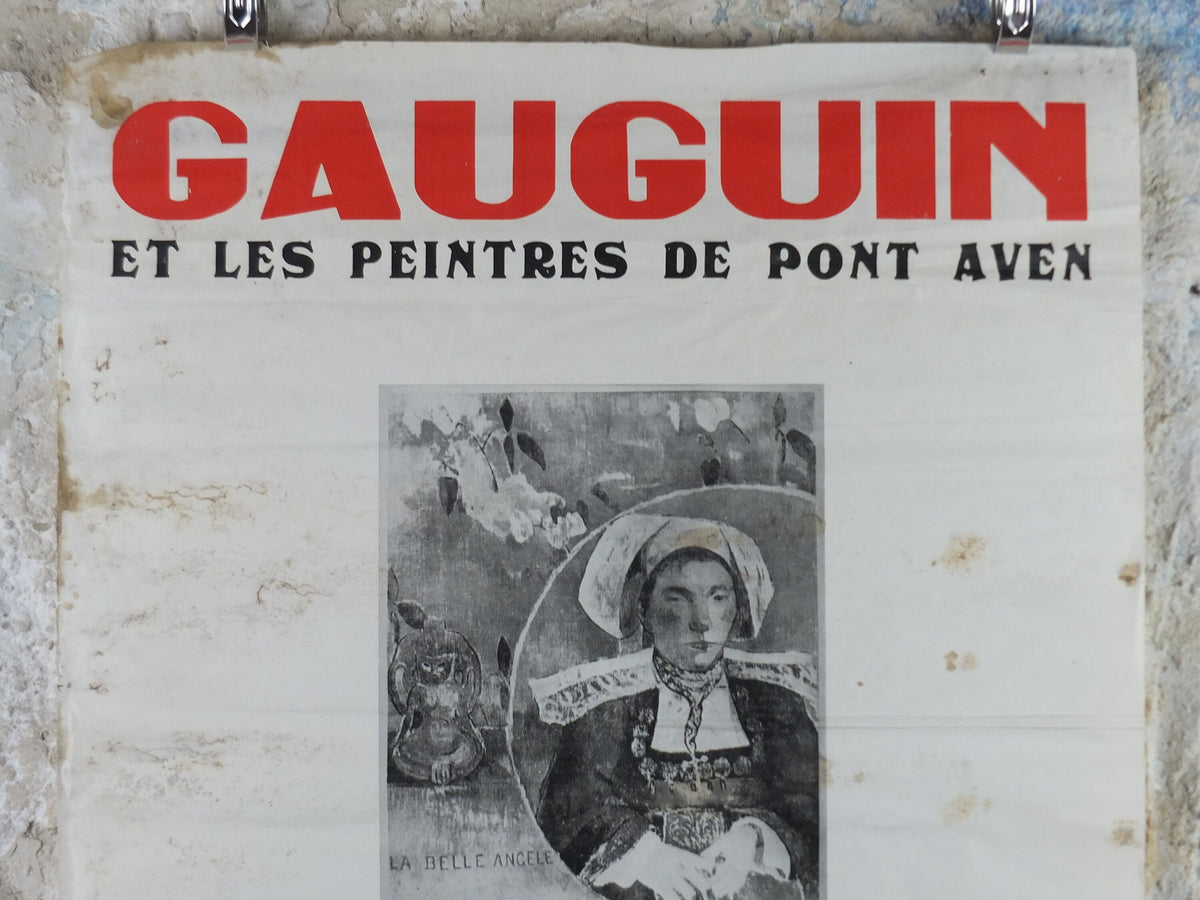 1953 Paul Gauguin Poster, "The Beautiful Angel" from Pont Avon, amazing wear, French post-impressionism painter, wall art decor