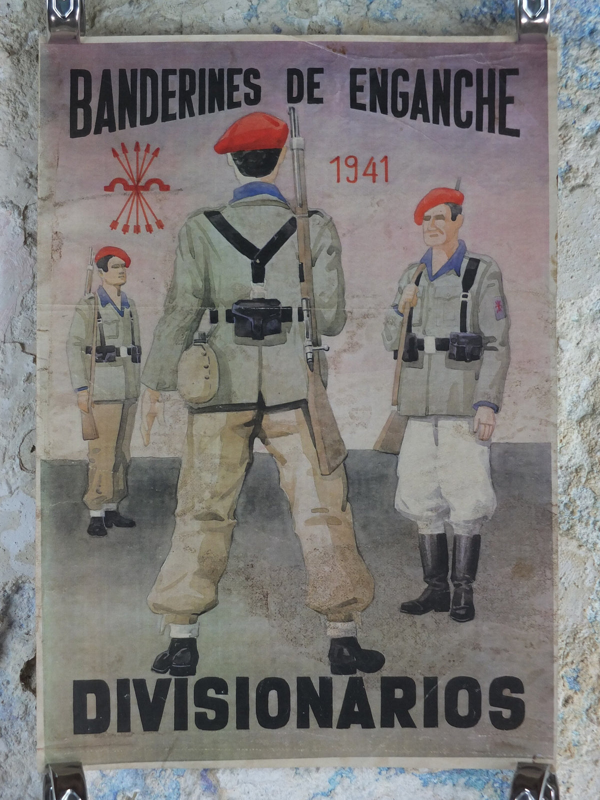 1941 Spanish WW2 Propoganda Poster, Bandarines de Enganche Divisionarios, Operation Barbarossa, wall art decor 1940s