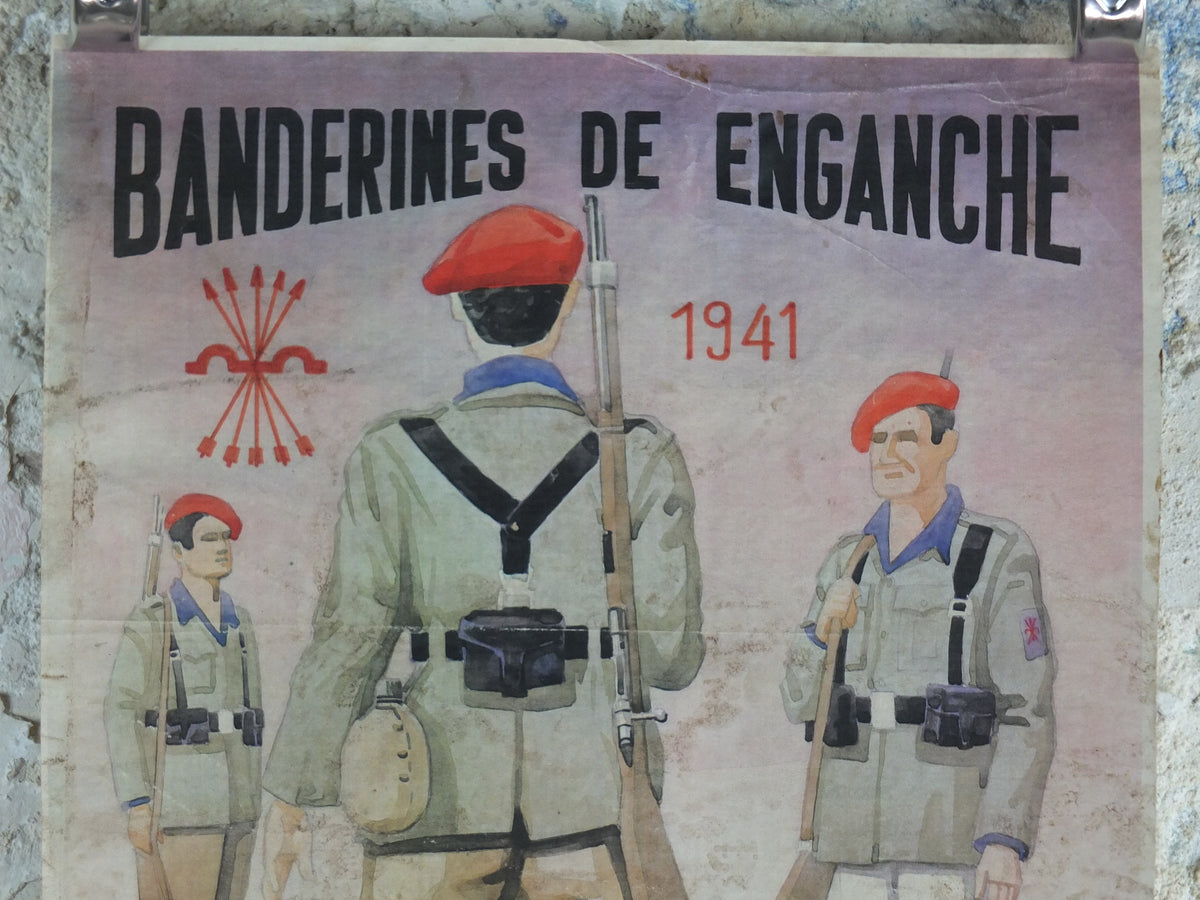 1941 Spanish WW2 Propoganda Poster, Bandarines de Enganche Divisionarios, Operation Barbarossa, wall art decor 1940s