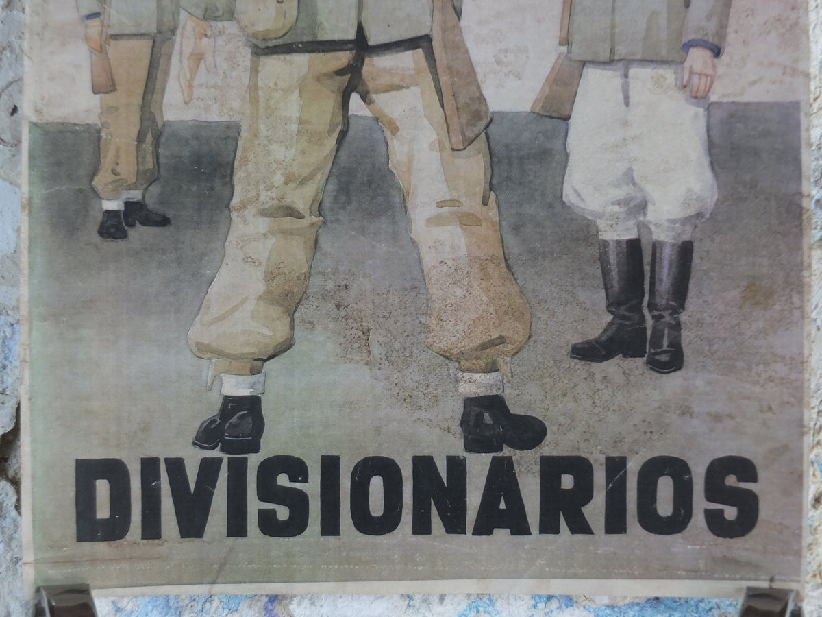 1941 Spanish WW2 Propoganda Poster, Bandarines de Enganche Divisionarios, Operation Barbarossa, wall art decor 1940s