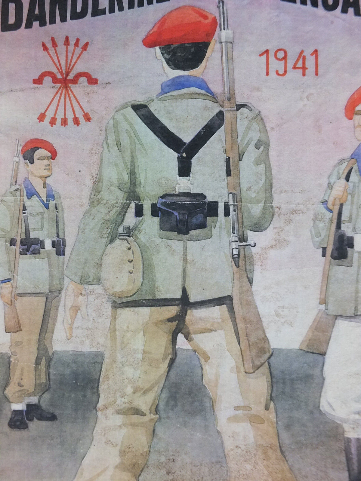 1941 Spanish WW2 Propoganda Poster, Bandarines de Enganche Divisionarios, Operation Barbarossa, wall art decor 1940s