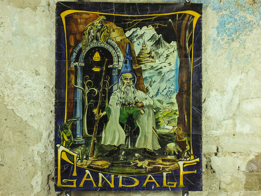 Lord of the Rings Gandalf Poster, by D. de S. Pernes in 1969, J.R.R. Tolkien, Middle Earth, Third Age fantasy fiction wall art 1960s