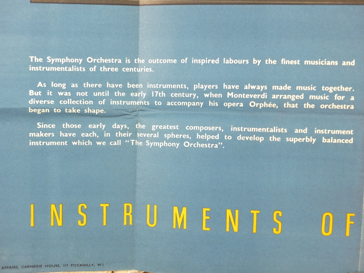 Vintage Instruments of the Orchestra Poster, Strings, Woodwind, Brass, Percussion, classical music wall art decor