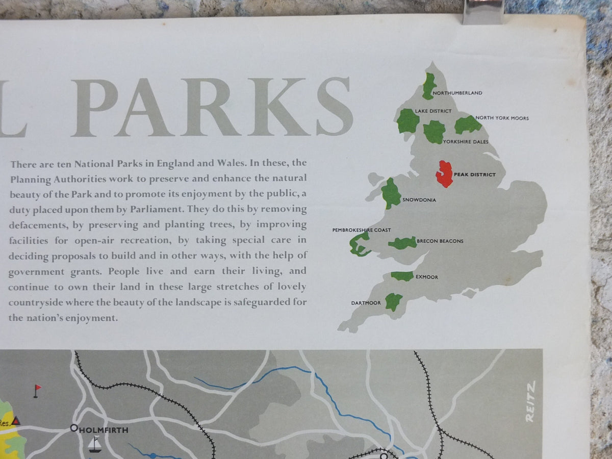 1968 Peak District Poster, National Parks, Pennines, Bakewell, Pennine Hills, Travel and Tourism, walking trail, wall art decor