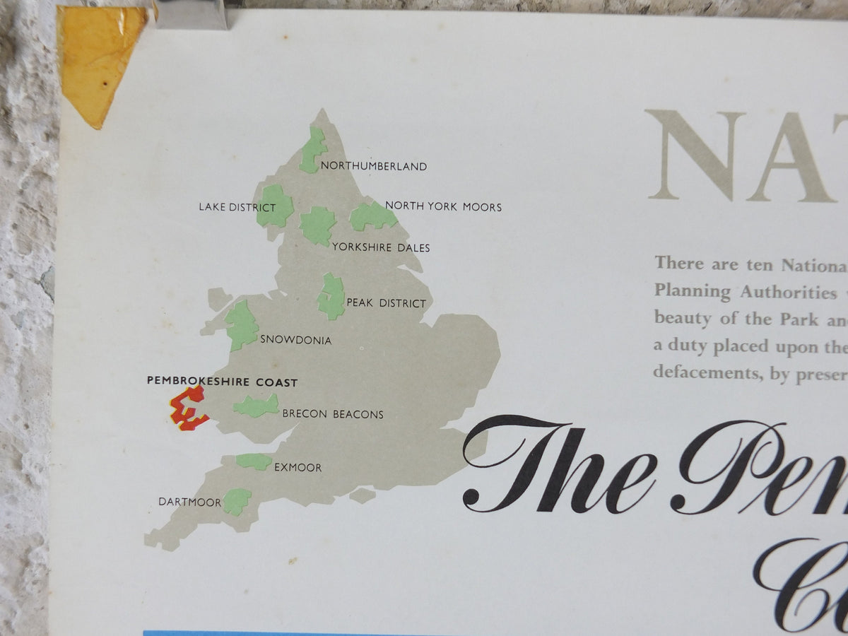 1970 Pembrokeshire Coast Poster, National Parks, Tenby, Newport, St Davids, Travel and Tourism, walking trail, wall art decor