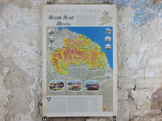 1970 North York Moors Poster, National Parks, Yorkshire, Cleveland Way, Carlton Bank, Travel and Tourism, walking trail, wall art decor