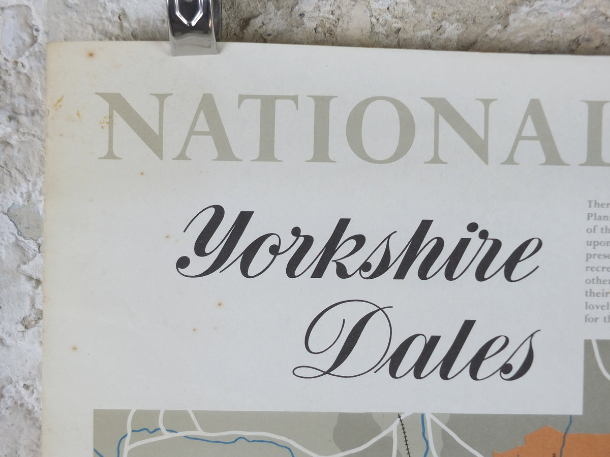 1968 Yorkshire Dales Poster, National Parks, The Pennines, Hawes, Bolton Abbey, Ridings, Travel and Tourism, walking trail, wall art decor