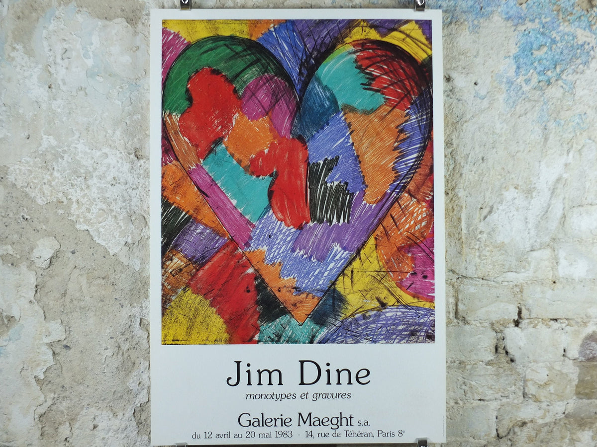 1983 Jim Dine Poster, Heart, Galerie Maeght, amazing condition, Pop Art and Neo Dada, gallery exhibition, wall art decor
