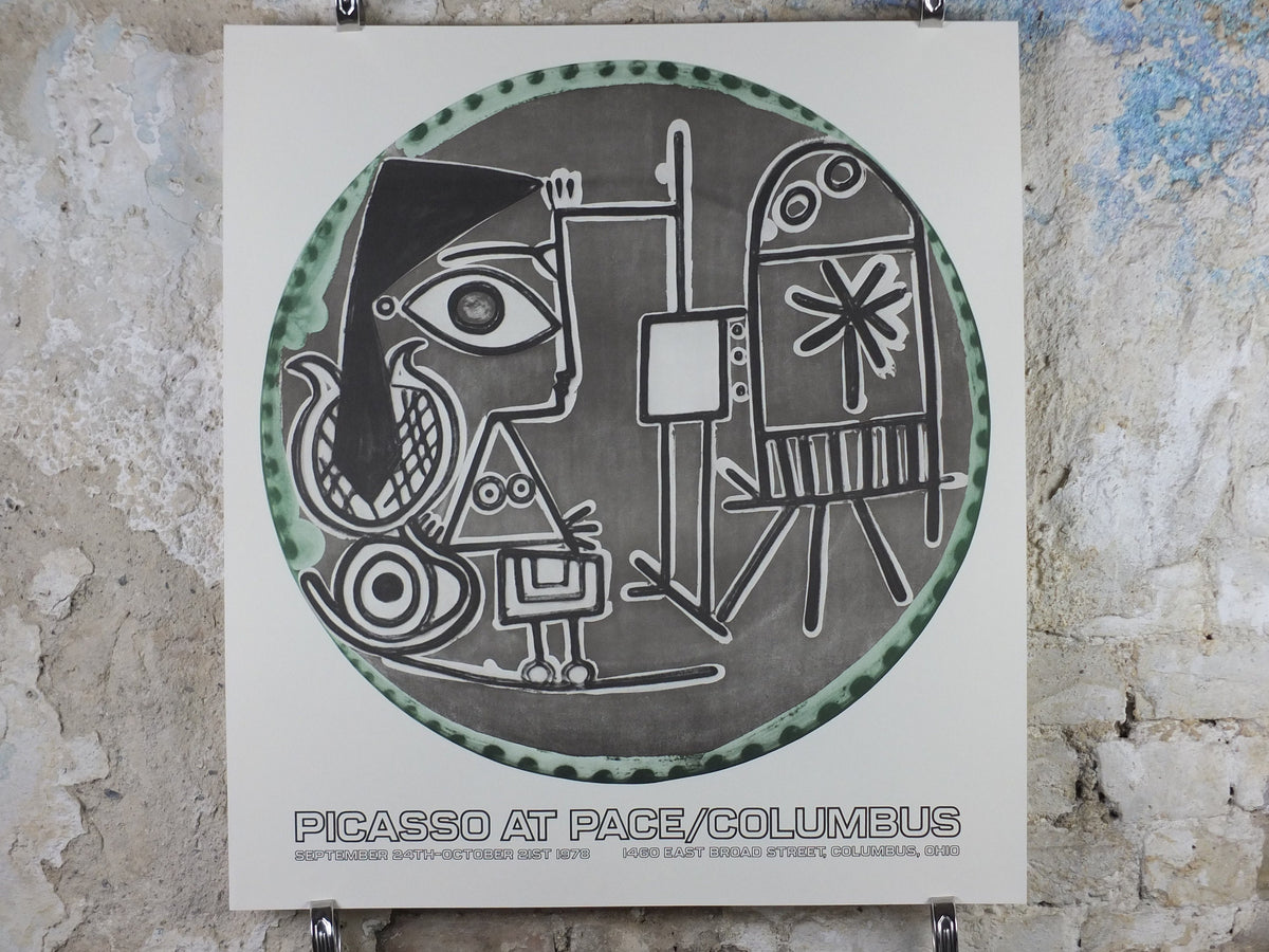 1978 Pablo Picasso Exhibition Poster, Jacqueline at her easel, Pace/Columbus, Dada Surrealism, artist gallery exhibition, wall art decor