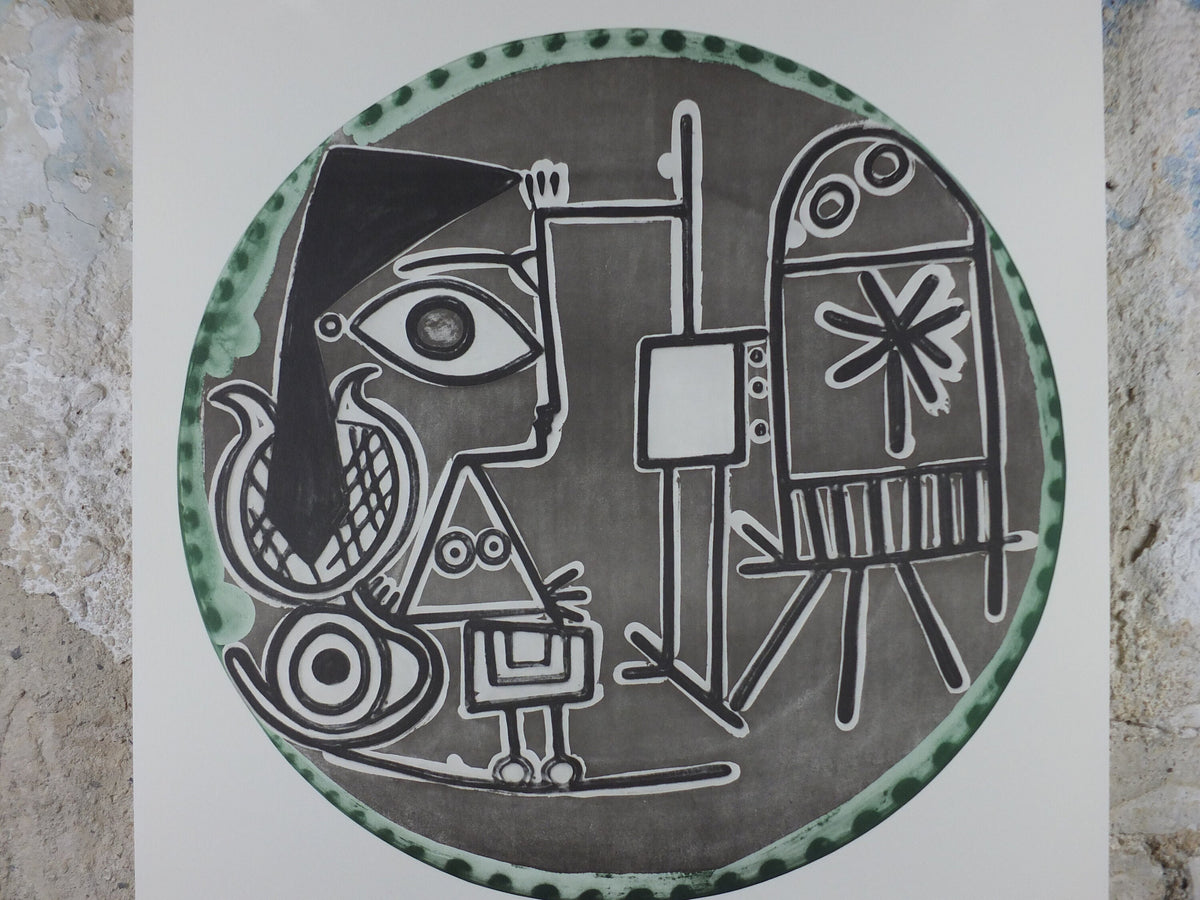 1978 Pablo Picasso Exhibition Poster, Jacqueline at her easel, Pace/Columbus, Dada Surrealism, artist gallery exhibition, wall art decor