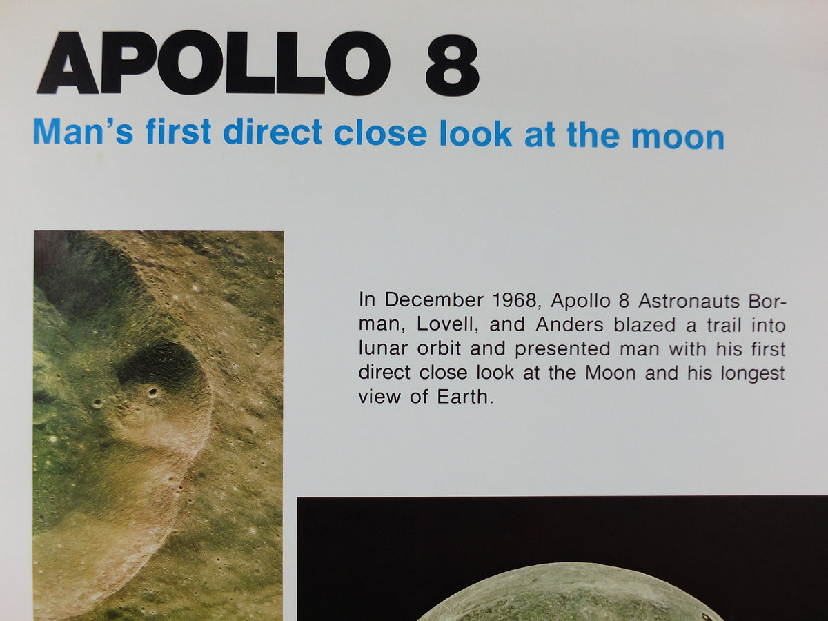 1969 NASA Apollo 8 Poster, Man's first direct close look at the Moon, Apollo Program, ISS laboratory, wall art decor