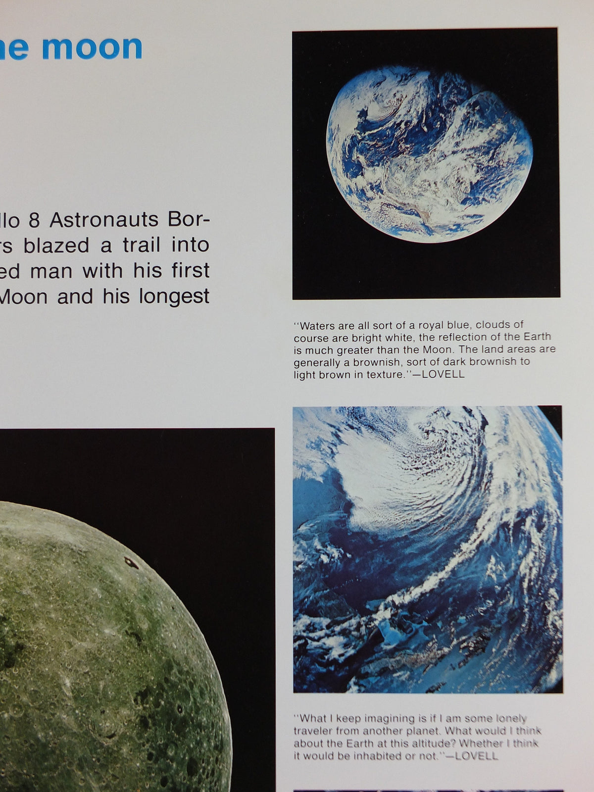 1969 NASA Apollo 8 Poster, Man's first direct close look at the Moon, Apollo Program, ISS laboratory, wall art decor