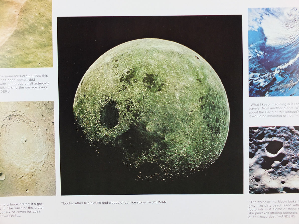 1969 NASA Apollo 8 Poster, Man's first direct close look at the Moon, Apollo Program, ISS laboratory, wall art decor