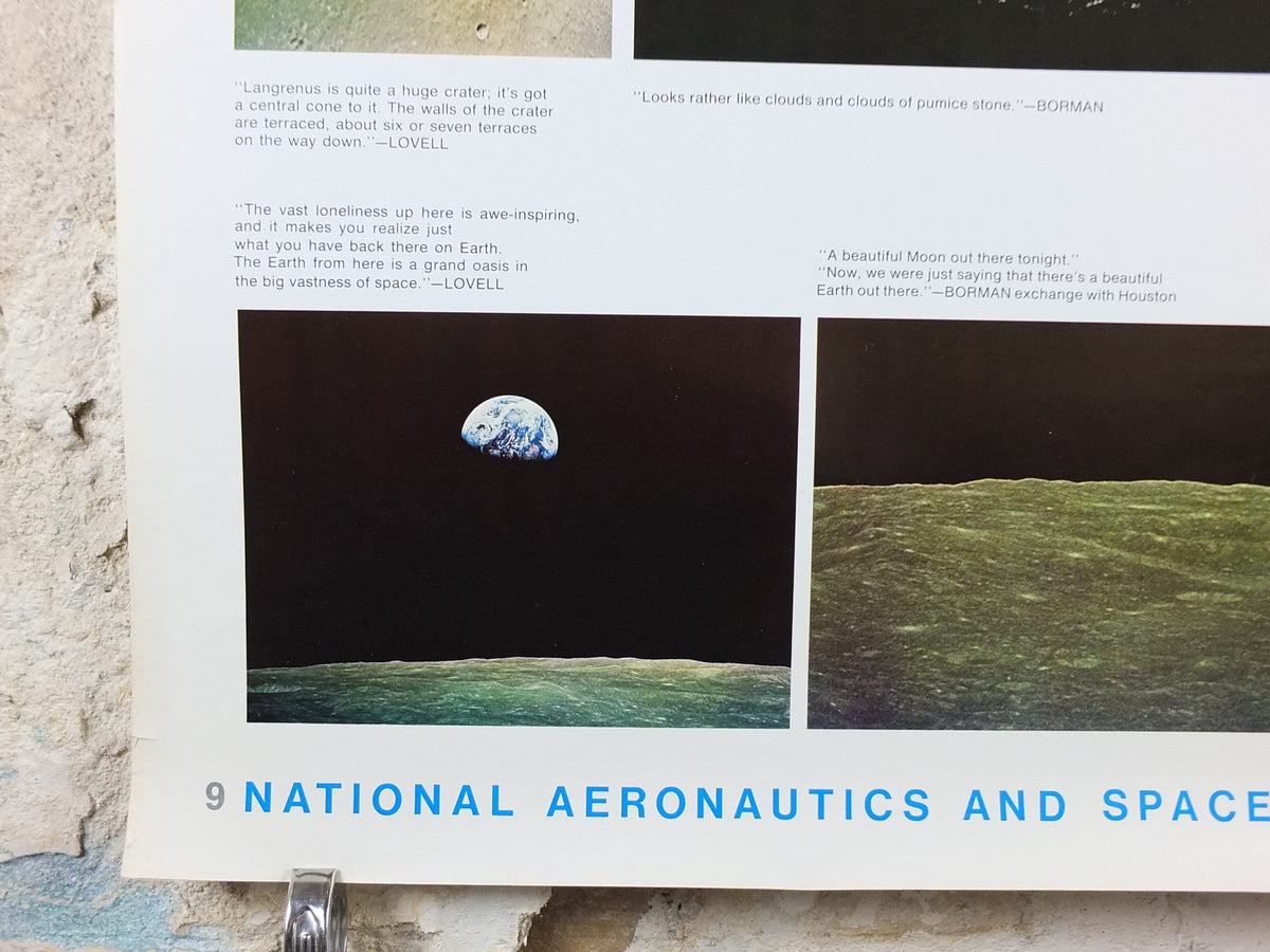 1969 NASA Apollo 8 Poster, Man's first direct close look at the Moon, Apollo Program, ISS laboratory, wall art decor