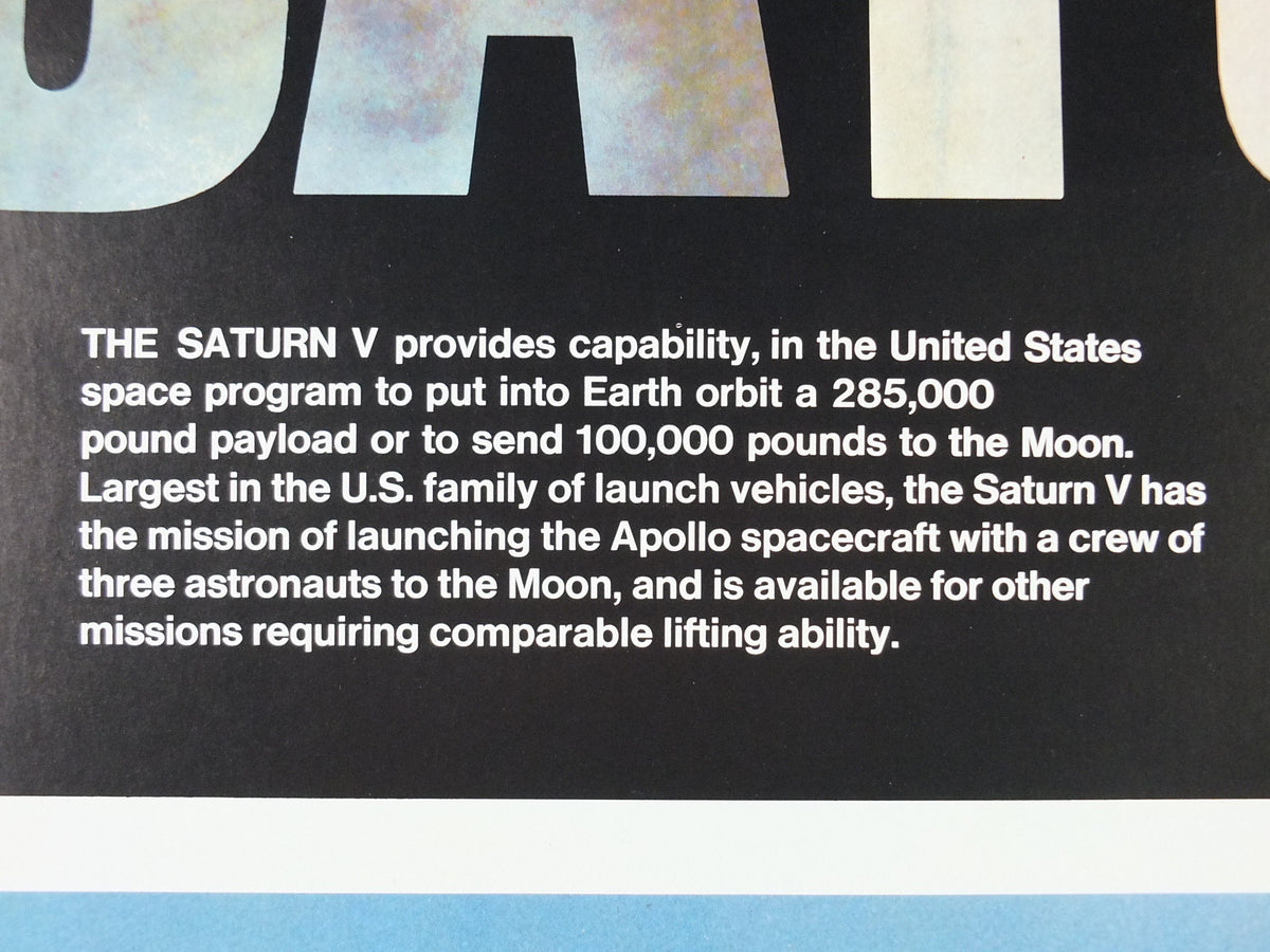 1969 NASA Apollo Saturn V Poster, the launch rocket used in the Moon landings, Apollo Program, Rocketry, wall art decor