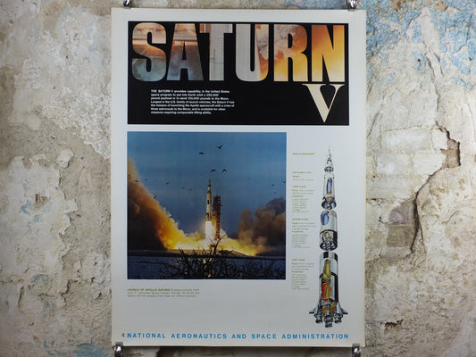 1969 NASA Apollo Saturn V Poster, the launch rocket used in the Moon landings, Apollo Program, Rocketry, wall art decor