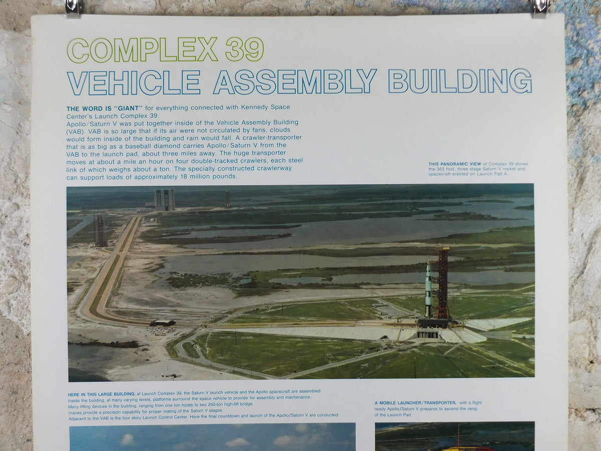 1969 NASA Apollo Complex 39 Poster, the Vehicle Assembly Building from Moon landings, Apollo Program, Kennedy Space Center, wall art decor