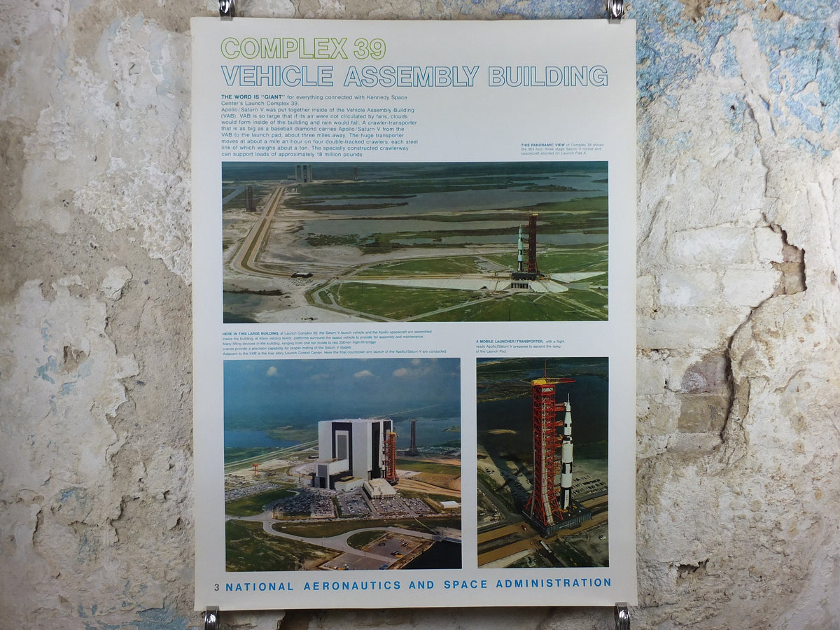 1969 NASA Apollo Complex 39 Poster, the Vehicle Assembly Building from Moon landings, Apollo Program, Kennedy Space Center, wall art decor