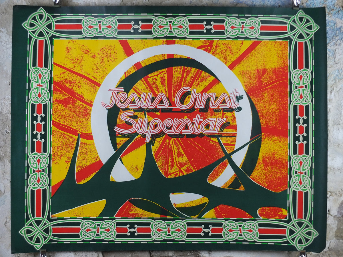 Jesus Christ Superstar Poster, 1970s, Crown of Thorns, halo, celtic design, from the Theatre Royal, theatre memorabilia, wall art decor