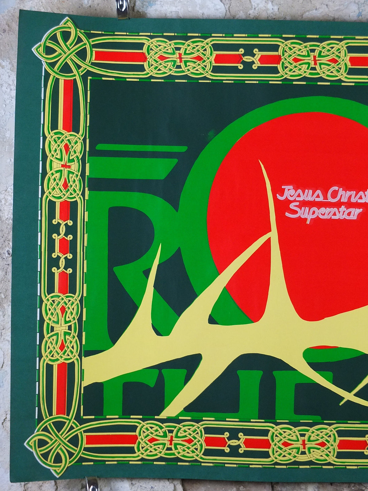 Jesus Christ Superstar Poster, 1970s, Crown of Thorns, halo, celtic design, from the Theatre Royal, theatre memorabilia, wall art decor