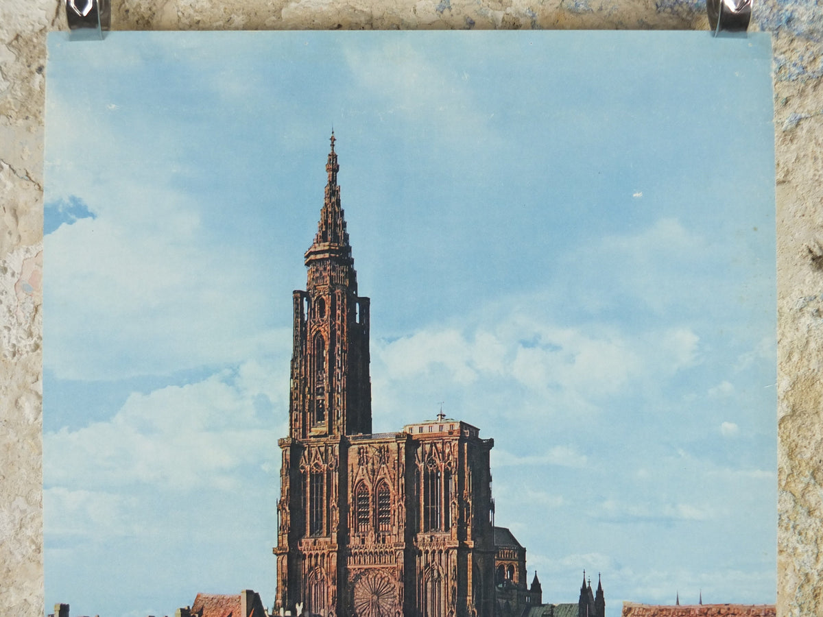 1960s Strasbourg Cathedral France Poster, printed by French Government, travel tourism holiday vacation wall art decor