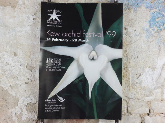 1999 Kew Orchid Festival Poster, Royal Botanic Gardens Kew, Garden botanical flora plants blooms, wall art decor