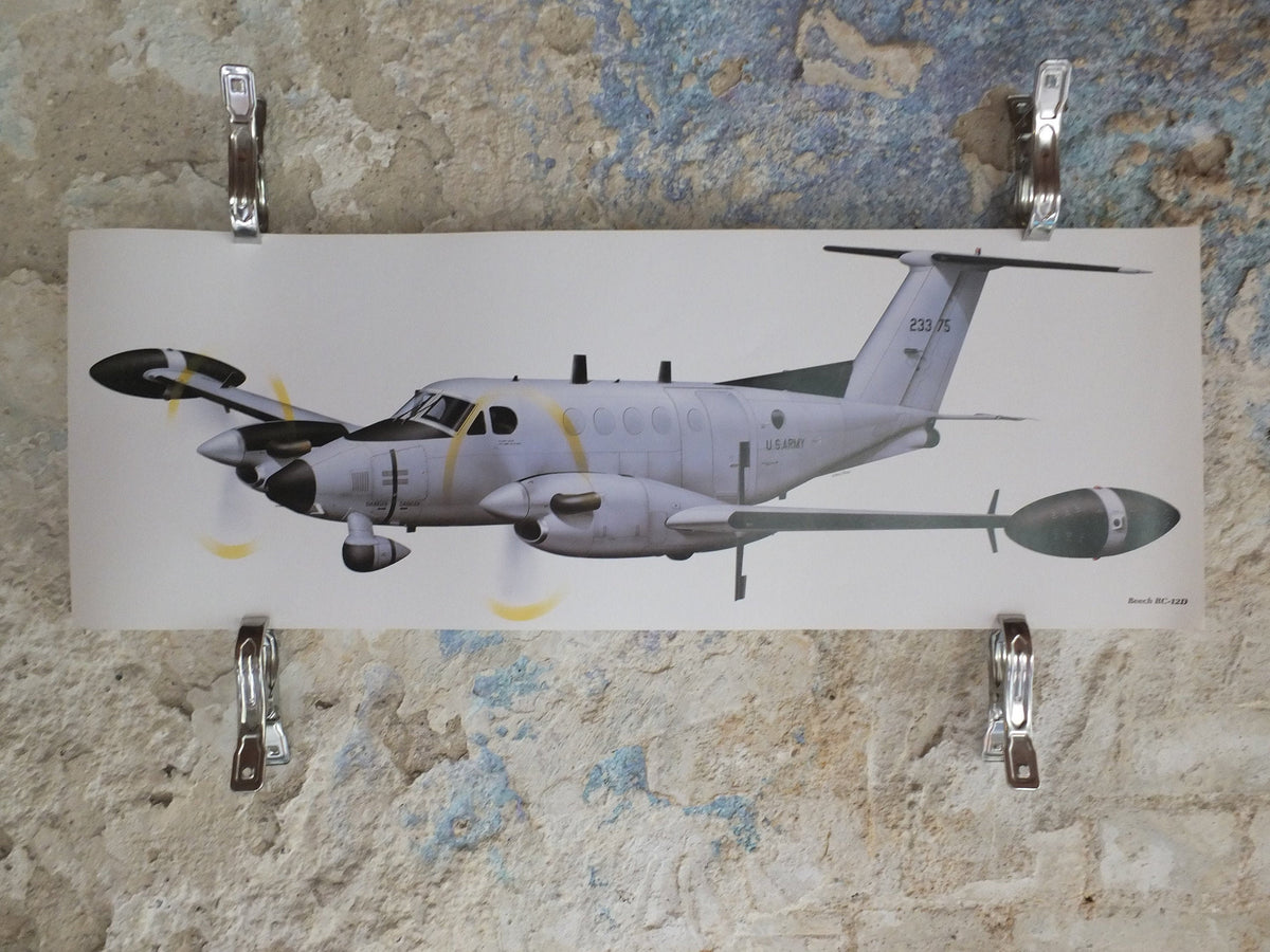 Original Vintage Poster Beech RC-12D by Chris Davey military air force airplane aeroplane wall art 1980s