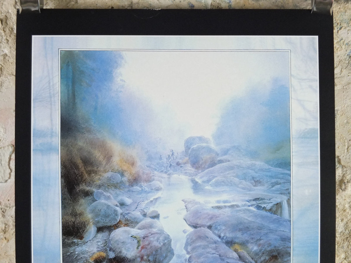 Vintage Gollum flees the elves of Mirkwood by John Howe Poster, Tolkien, Lord of the Rings, illustration print, wall art decor