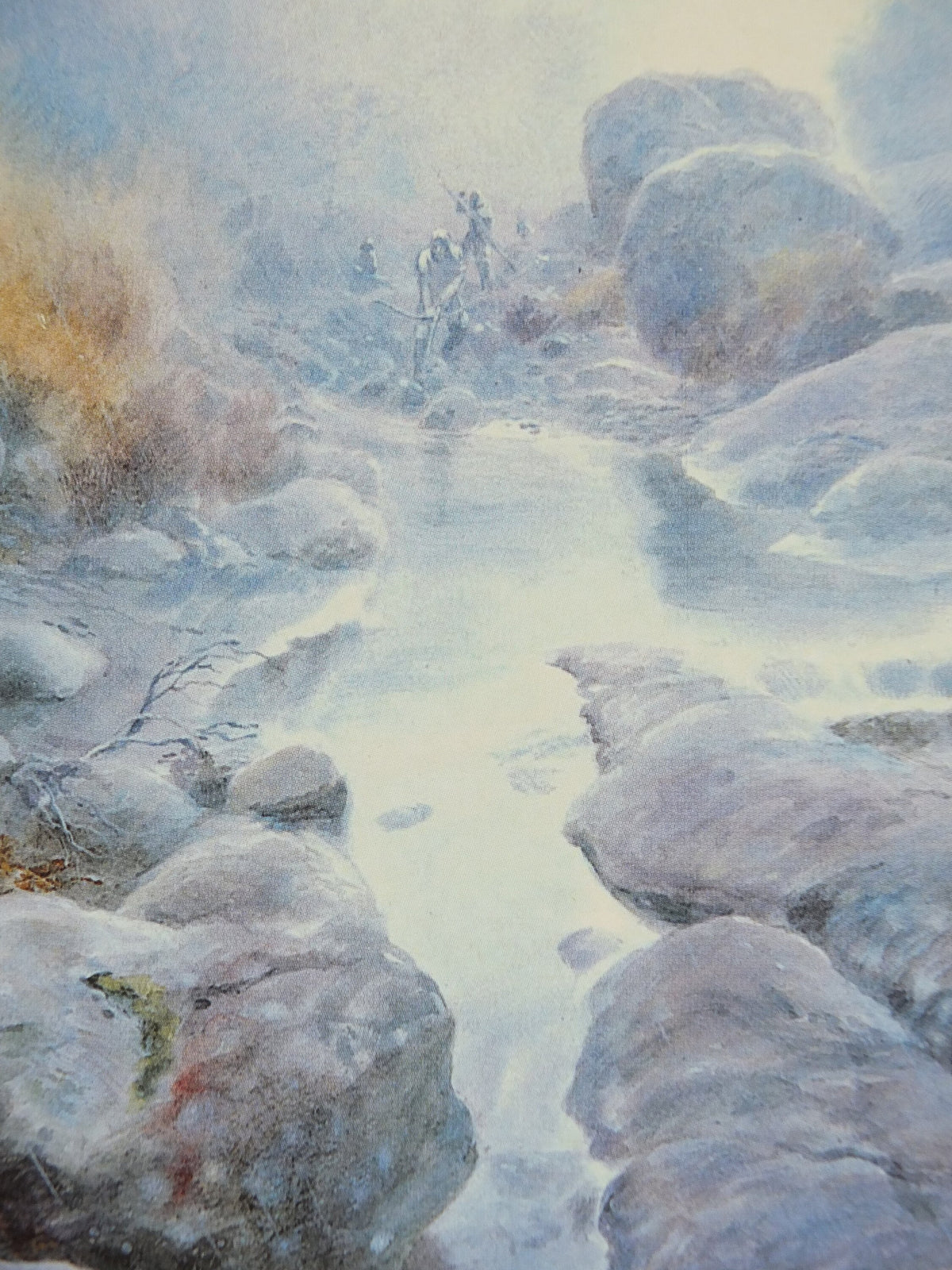Vintage Gollum flees the elves of Mirkwood by John Howe Poster, Tolkien, Lord of the Rings, illustration print, wall art decor