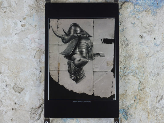 Vintage Rhino Armour by John Howe Poster, Fantasy, Rhinoceros, illustration print, wall art decor
