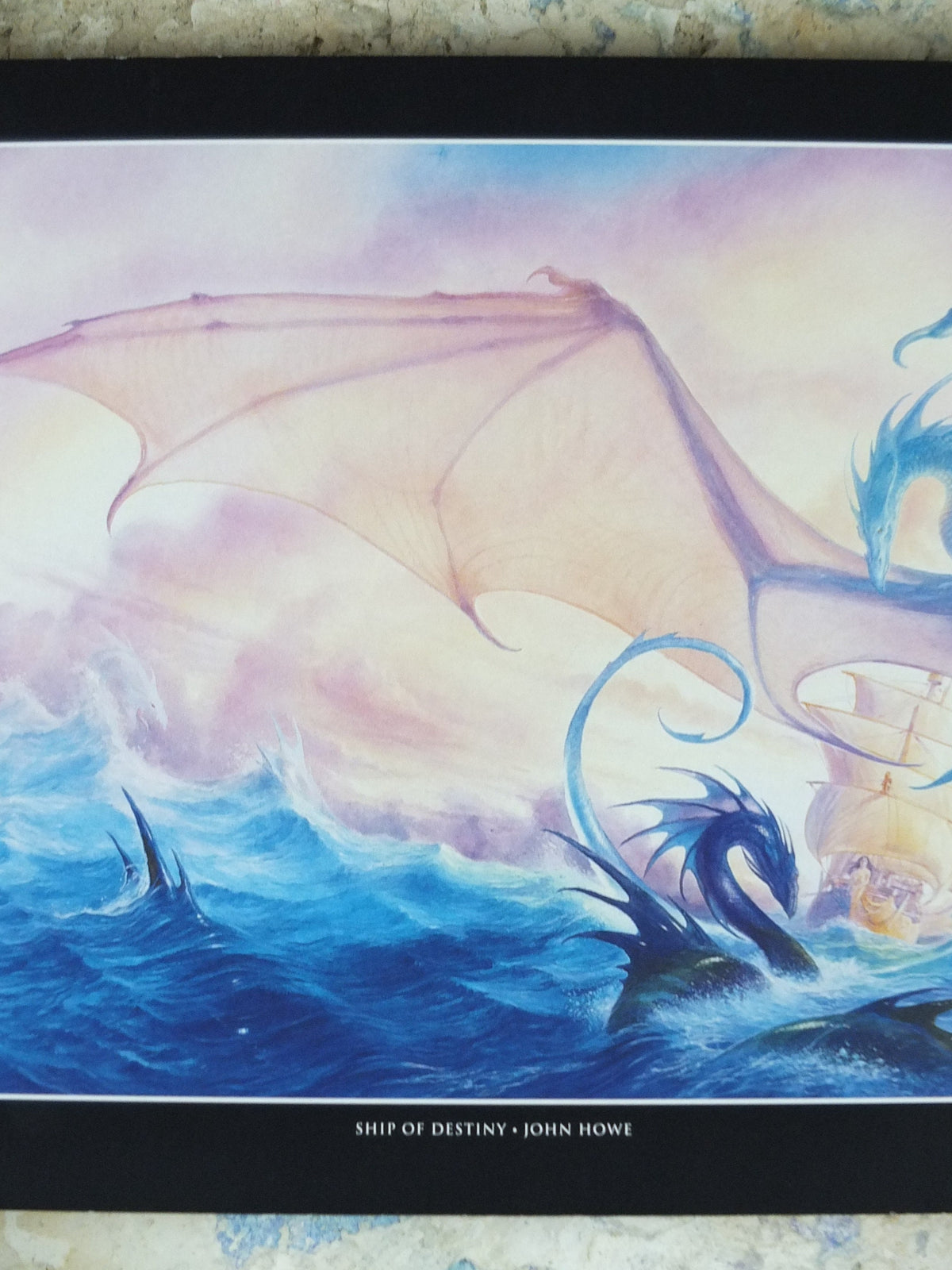 Vintage Ship of Destiny by John Howe Poster, Fantasy, Robin Hobb books, dragons, illustration print, wall art decor