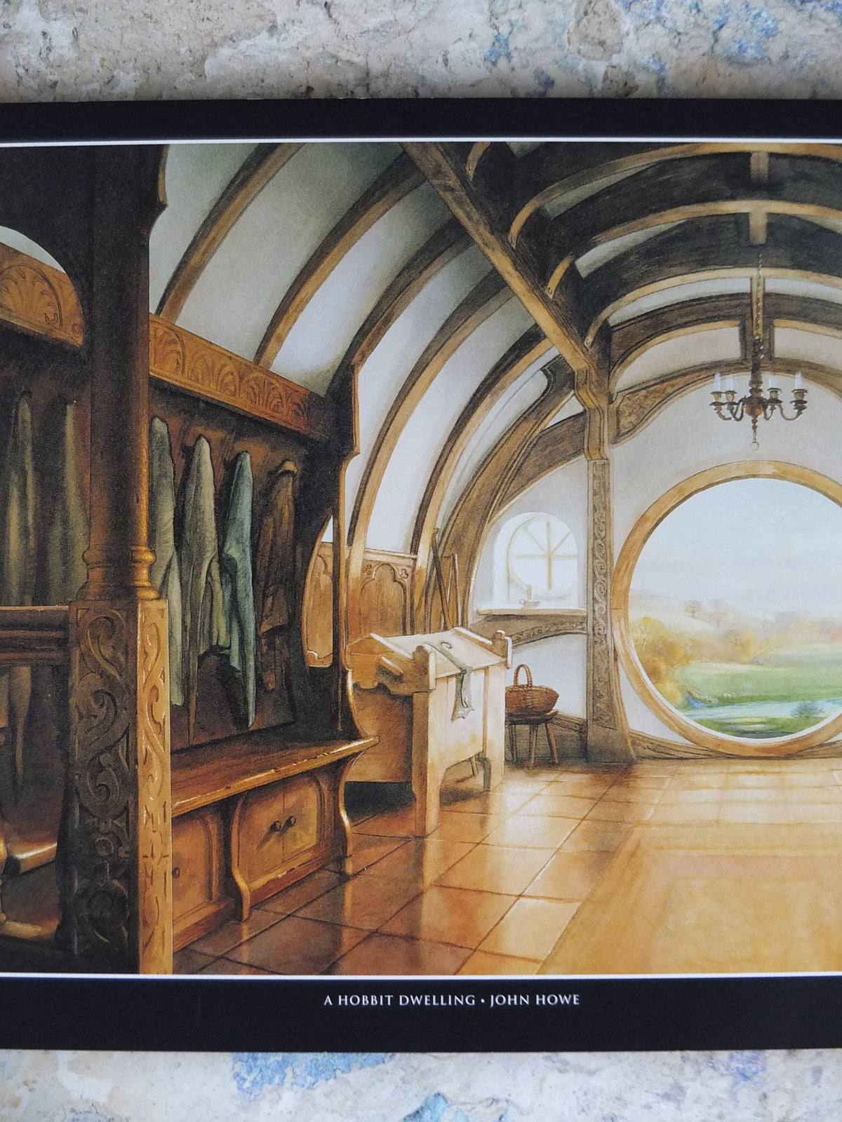 Vintage A Hobbit Dwelling by John Howe Poster, Bag End, Tolkien, Lord of the Rings, Fellowship of the Ring illustration print wall art decor