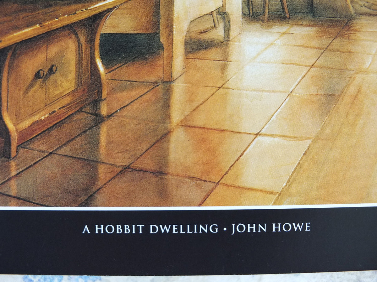 Vintage A Hobbit Dwelling by John Howe Poster, Bag End, Tolkien, Lord of the Rings, Fellowship of the Ring illustration print wall art decor