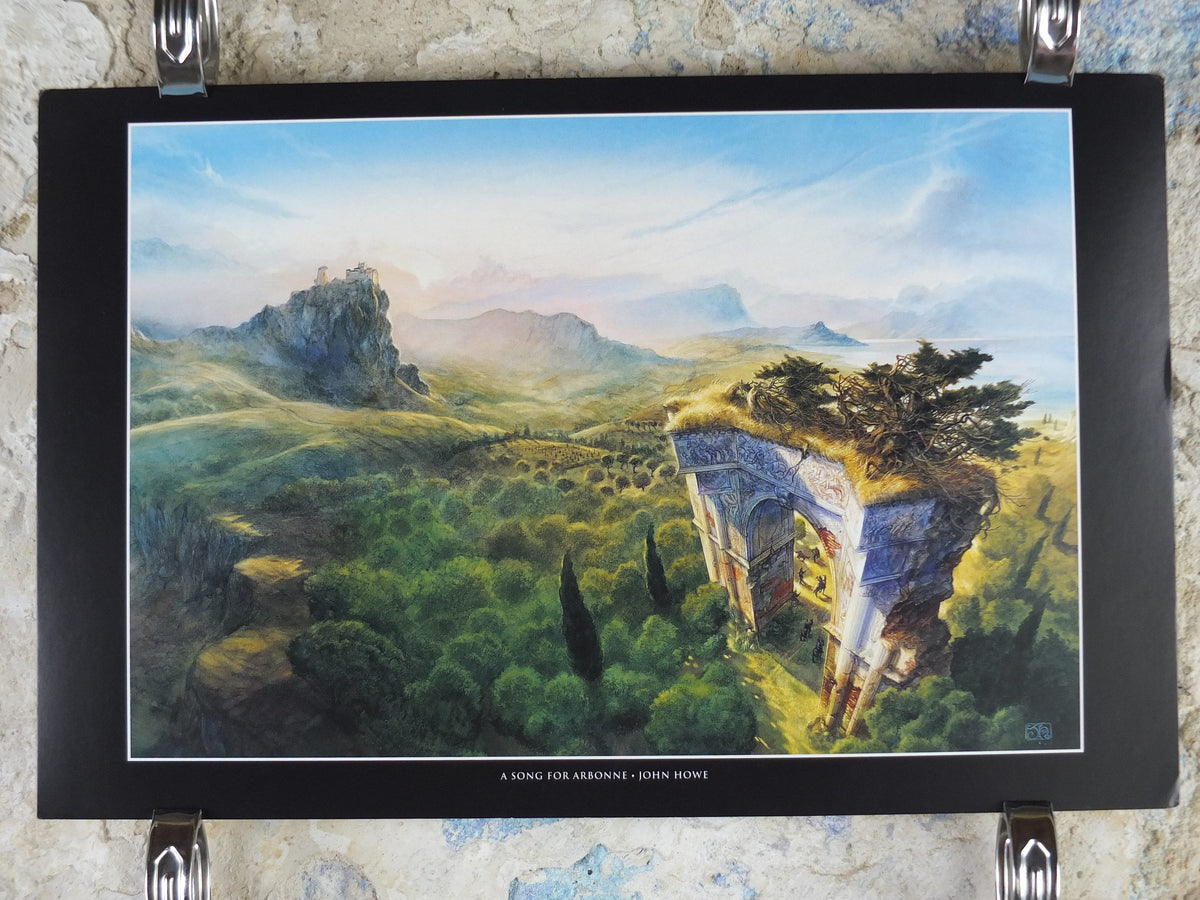 A Song for Arbonne Poster, by John Howe, Fantasy, Guy Gavriel Kay books, arch, Blaise of Corannos, illustration print, wall art decor