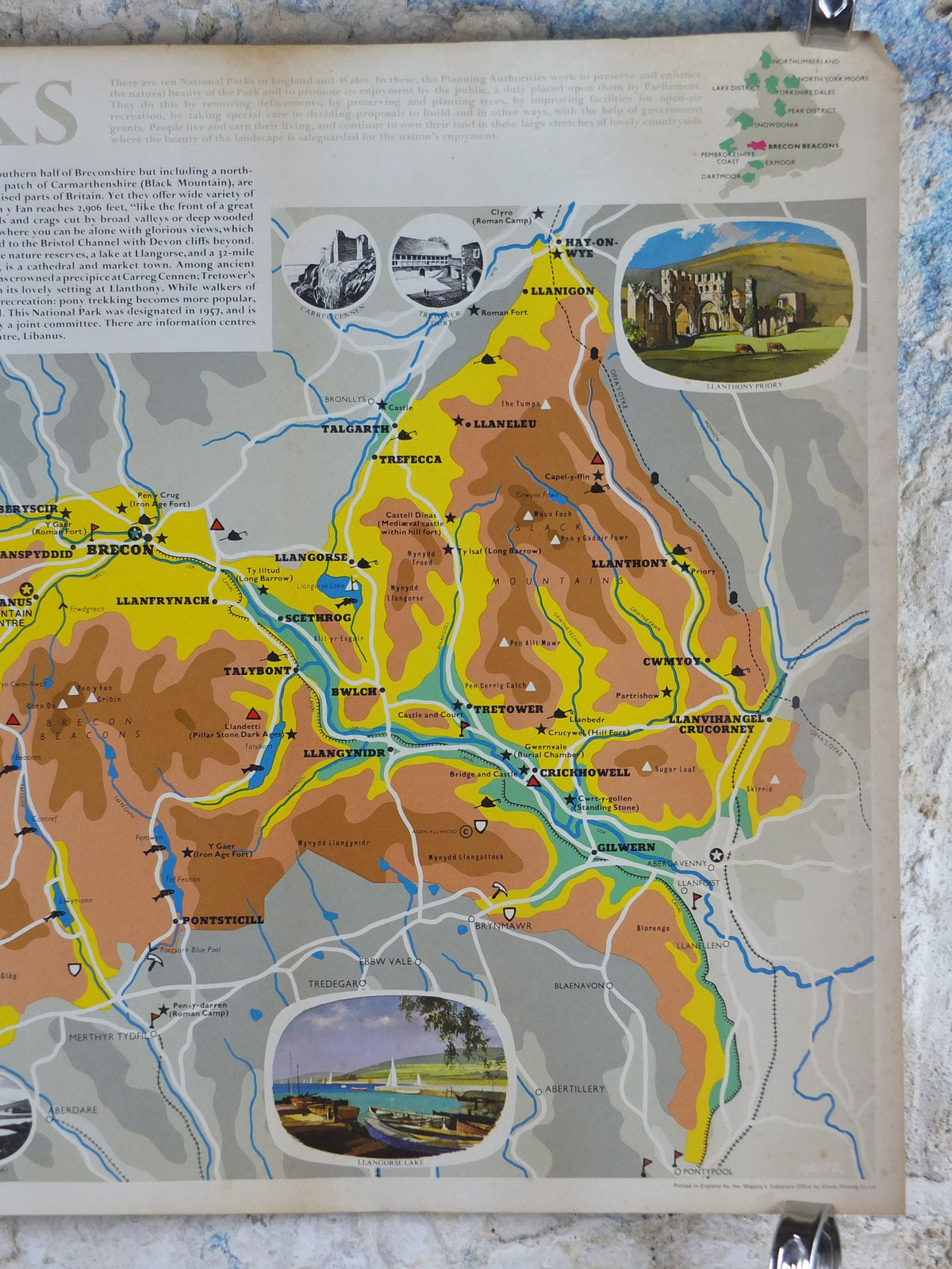 1969 Brecon Beacons Poster, National Parks, South Wales, Old Red Sandstone, Pen y Fan, Travel and Tourism, walking trail, wall art decor