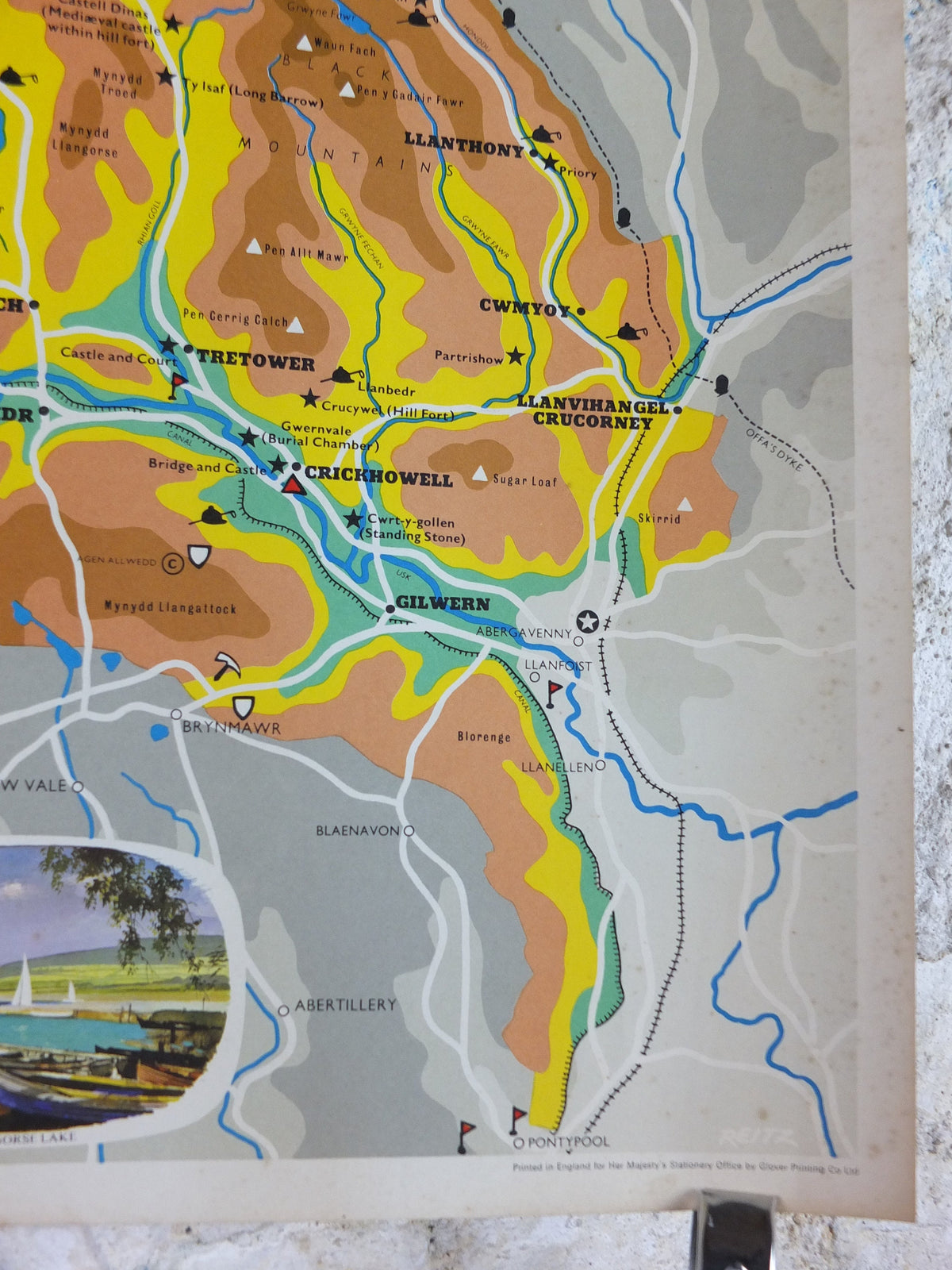 1969 Brecon Beacons Poster, National Parks, South Wales, Old Red Sandstone, Pen y Fan, Travel and Tourism, walking trail, wall art decor