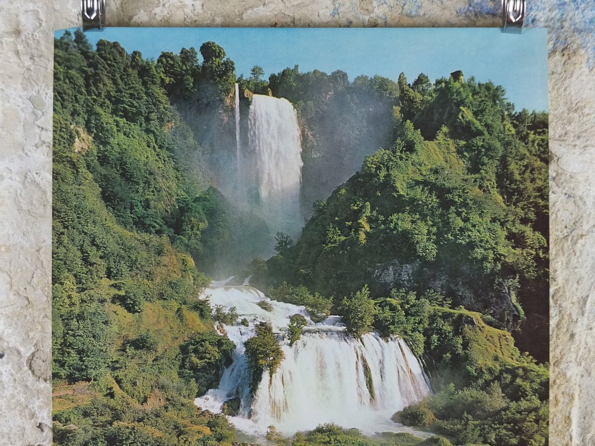 1960s Vintage Italian Cascata delle Marmore Travel Poster, Roman Waterfall, Terni, Italy travel tourism, holiday vacation, wall art decor