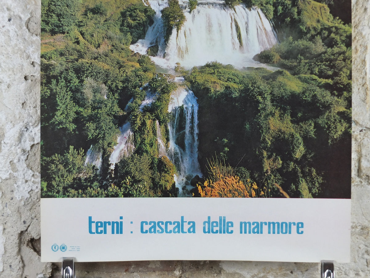 1960s Vintage Italian Cascata delle Marmore Travel Poster, Roman Waterfall, Terni, Italy travel tourism, holiday vacation, wall art decor