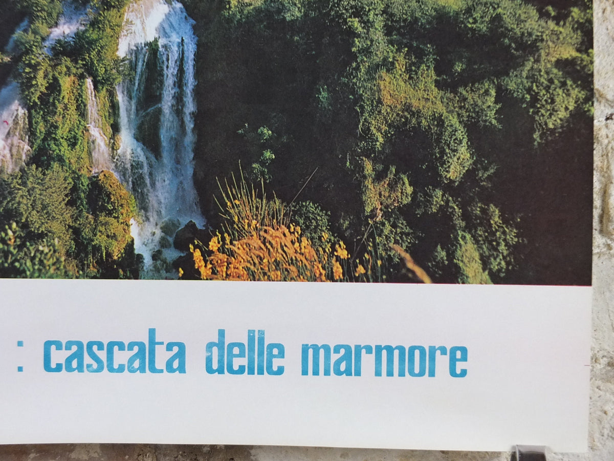1960s Vintage Italian Cascata delle Marmore Travel Poster, Roman Waterfall, Terni, Italy travel tourism, holiday vacation, wall art decor