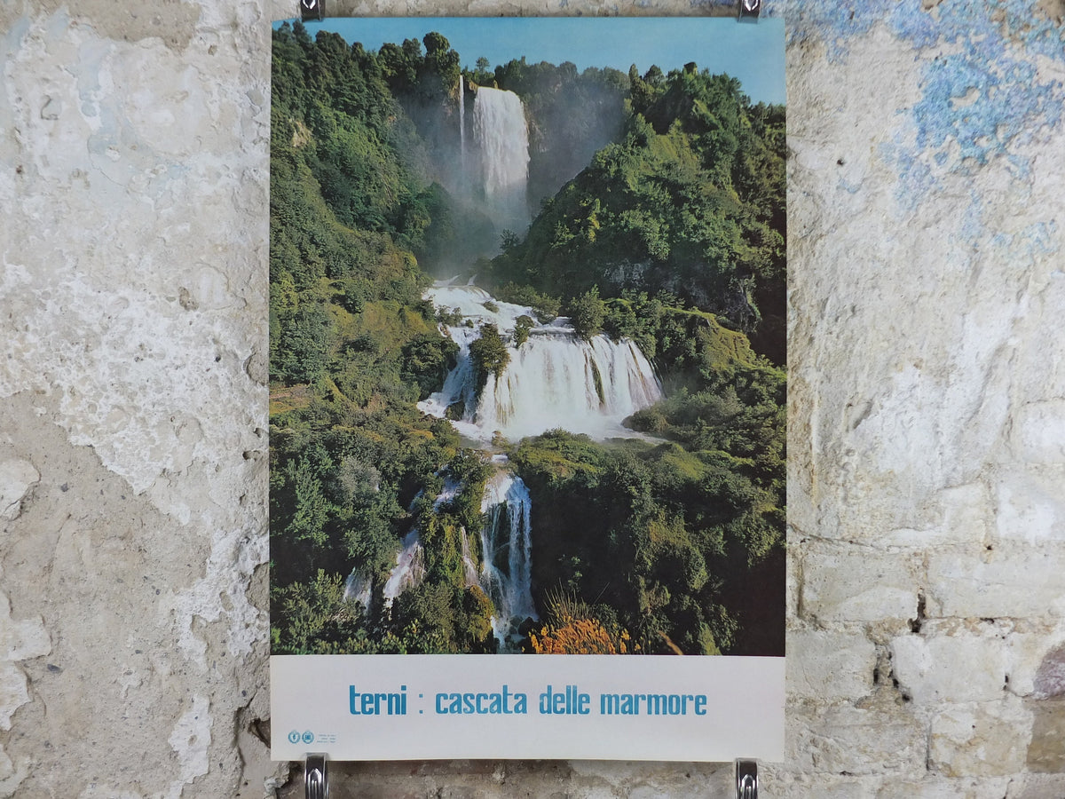 1960s Vintage Italian Cascata delle Marmore Travel Poster, Roman Waterfall, Terni, Italy travel tourism, holiday vacation, wall art decor