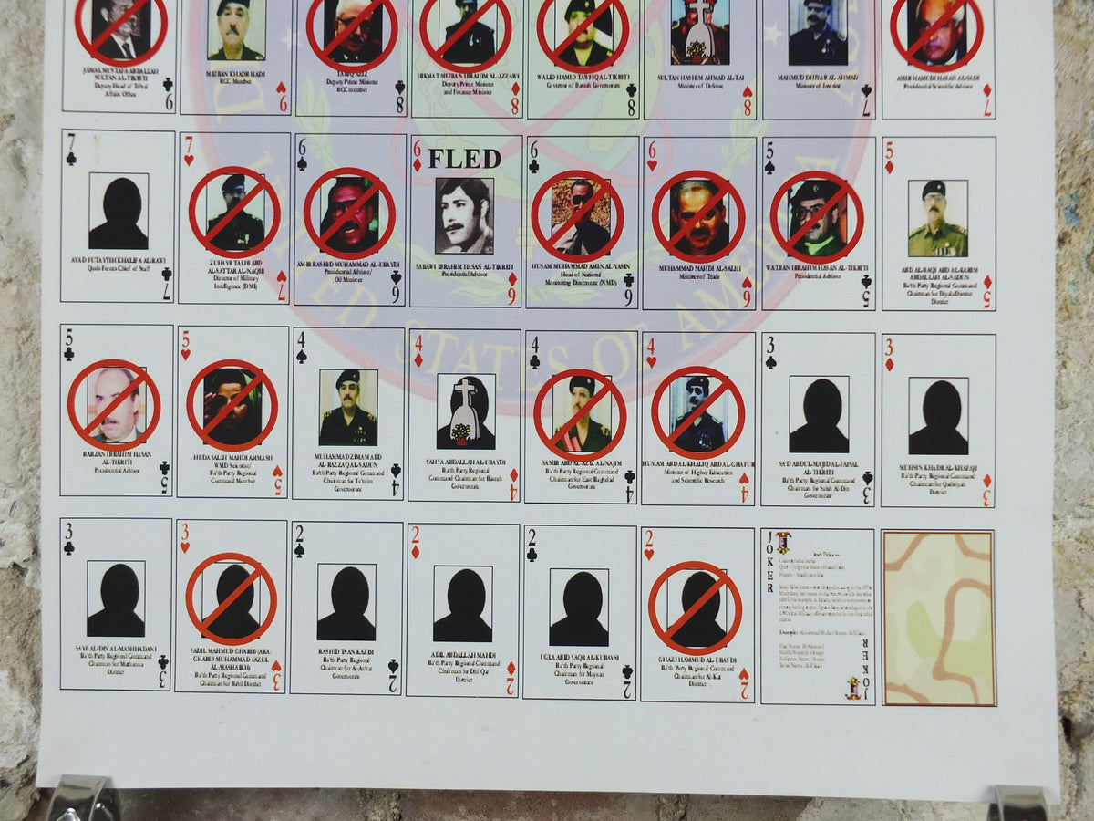 Original Iraq War Poster, Deck of Cards Most Wanted as of 16 May 2003, Gulf War, Operation Enduring Freedom, print wall art decor 2000s