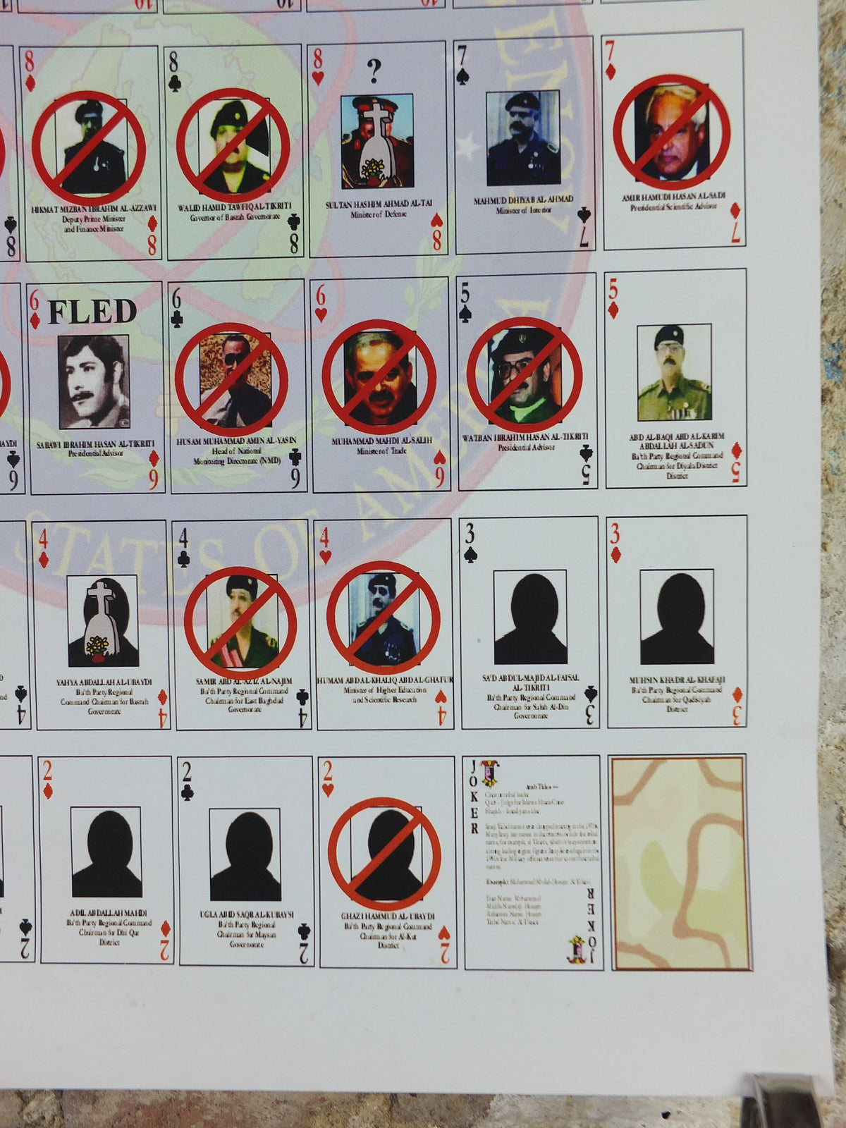 Original Iraq War Poster, Deck of Cards Most Wanted as of 16 May 2003, Gulf War, Operation Enduring Freedom, print wall art decor 2000s
