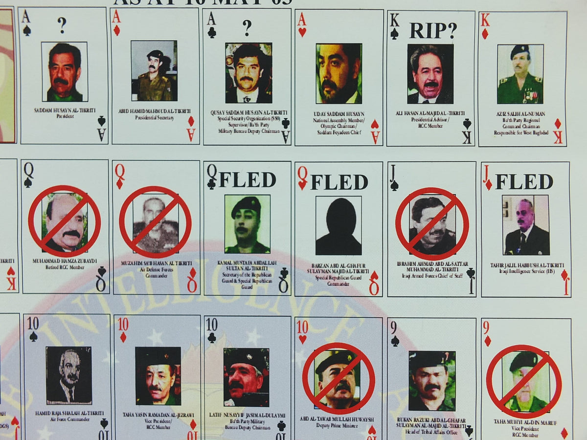 Original Iraq War Poster, Deck of Cards Most Wanted as of 16 May 2003, Gulf War, Operation Enduring Freedom, print wall art decor 2000s