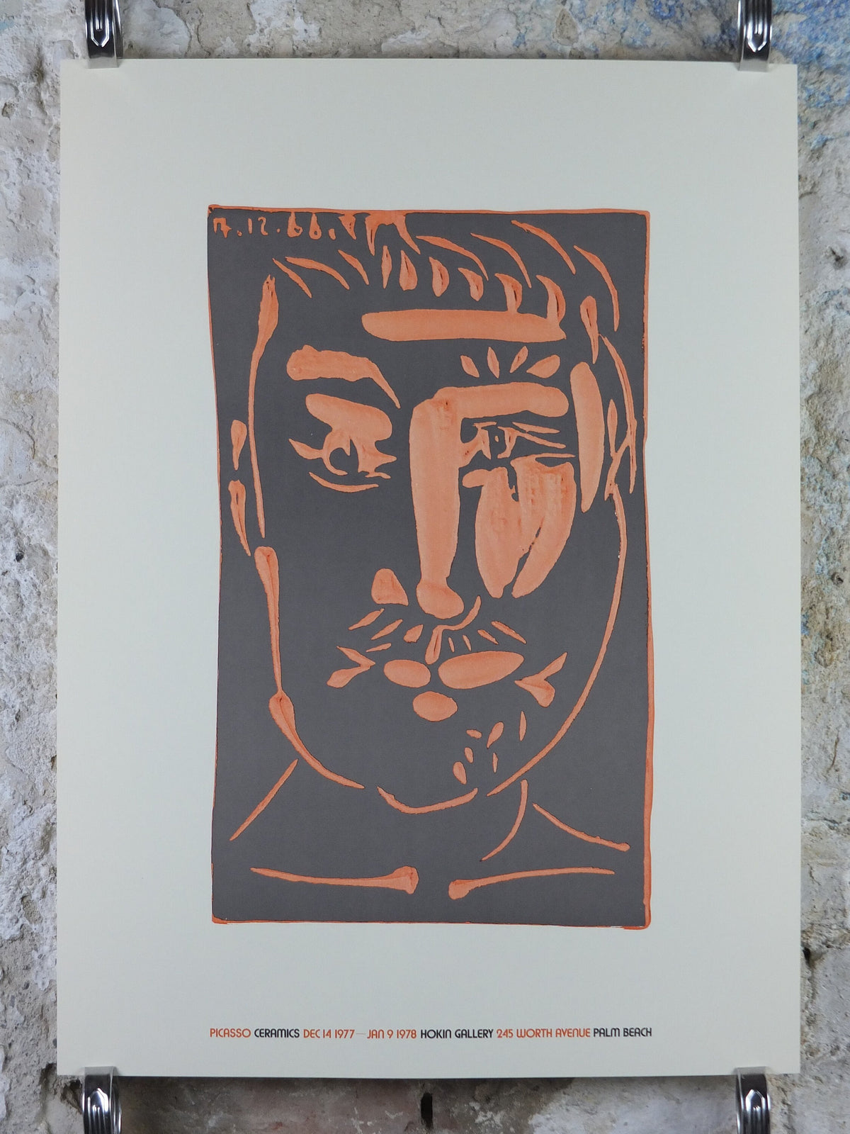 1977 Pablo Picasso Poster, Visage d'homme, Late Period Neo-Expressionism, amazing condition, Spanish painter, wall art, 1970s