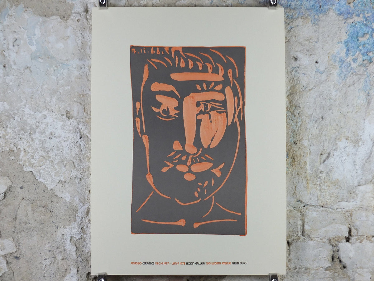 1977 Pablo Picasso Poster, Visage d'homme, Late Period Neo-Expressionism, amazing condition, Spanish painter, wall art, 1970s