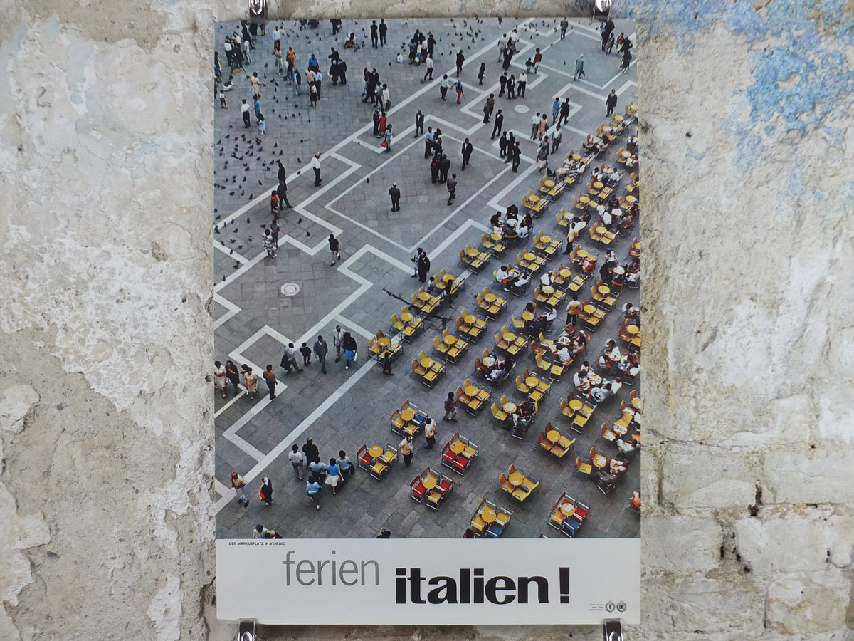 1960s Venice Travel Poster, St Marks Square, Piazza San Marco, Vintage Italian Venezia, travel tourism, holiday vacation, wall art decor