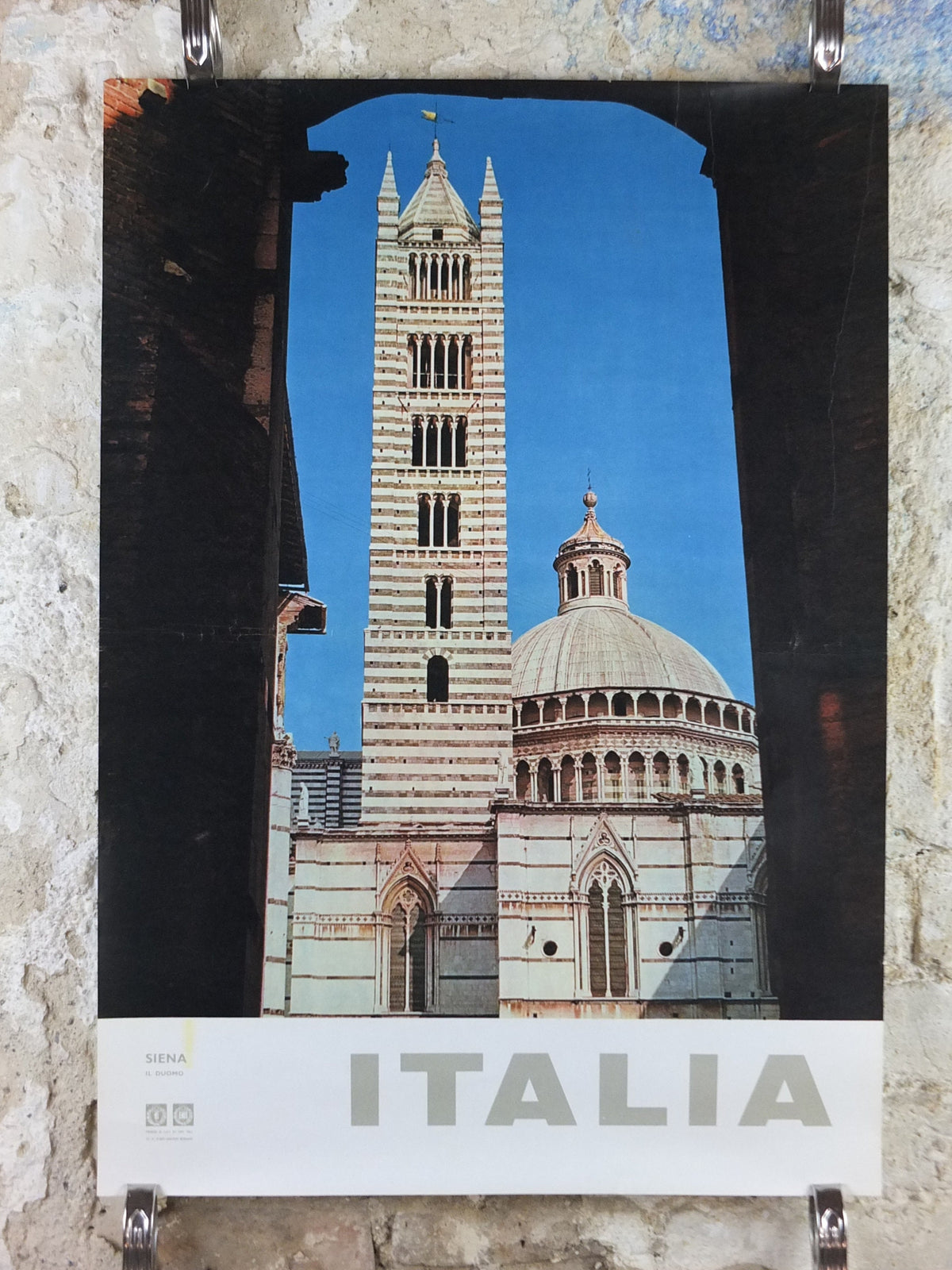 1960s Siena Travel Poster, Siena Cathedral Duomo di Siena, Vintage Italian Seinna, Italy travel tourism, holiday vacation, wall art decor