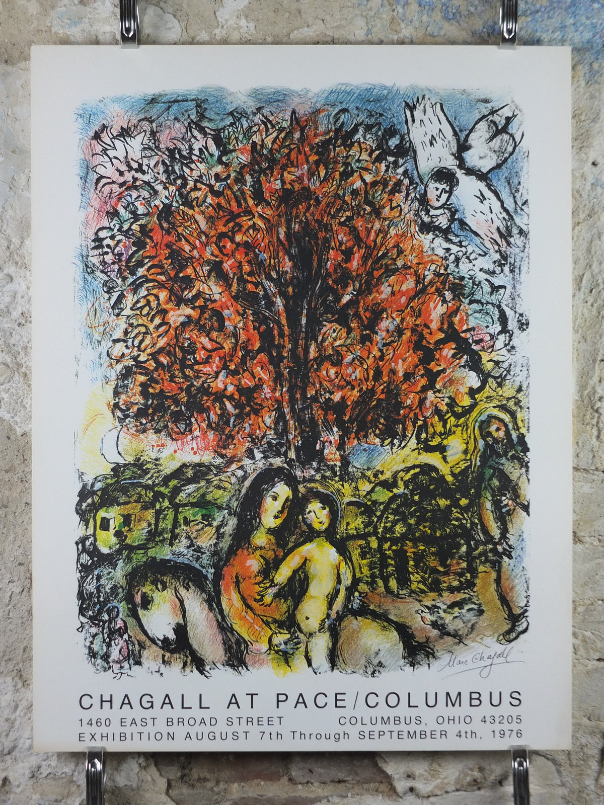 1976 Marc Chagall Poster, Holy Family, Pace Columbus Ohio, amazing condition, Cubism and Expressionism, gallery exhibition, wall art decor