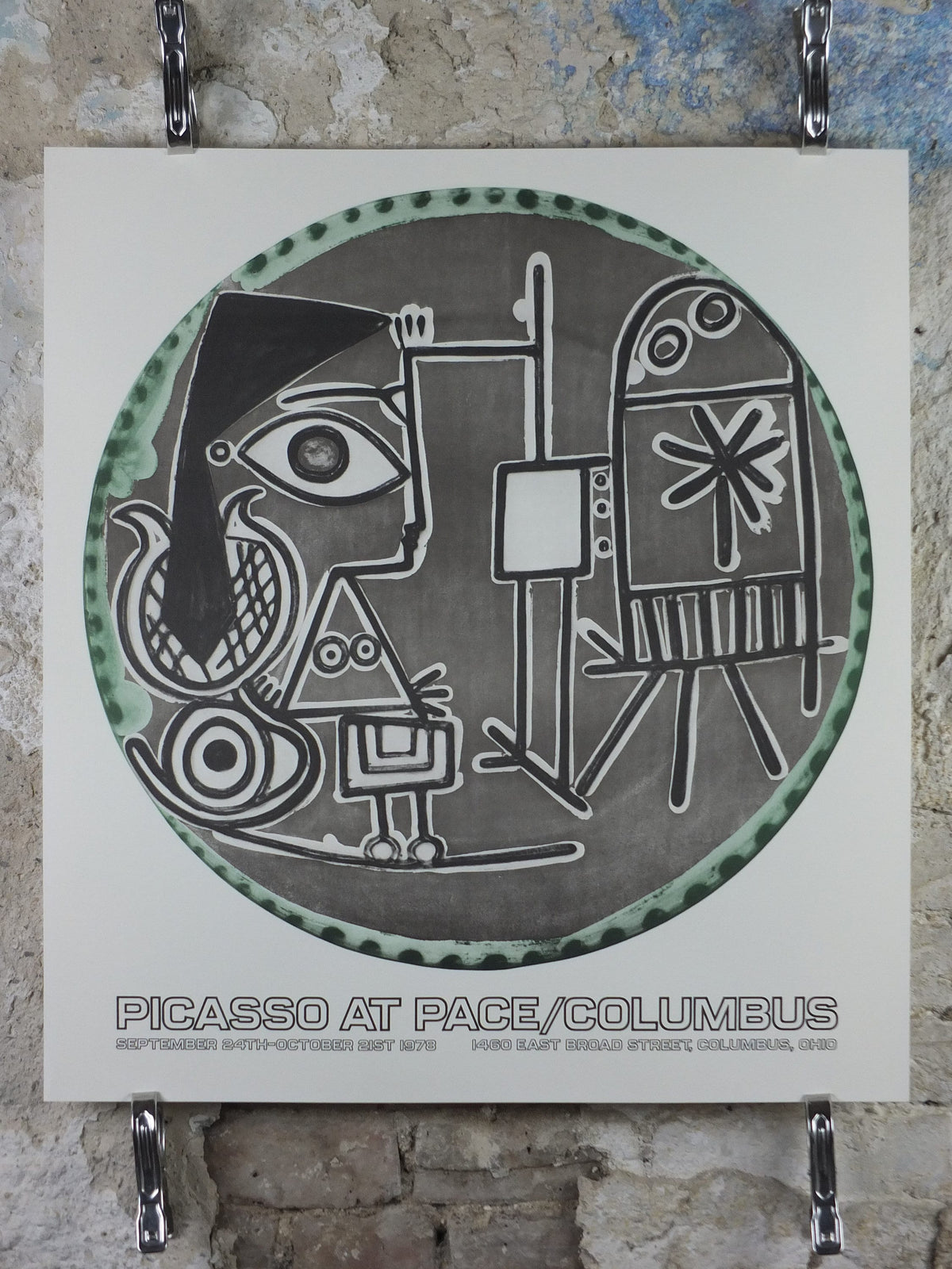 1978 Pablo Picasso Exhibition Poster, Jacqueline at her easel, Pace/Columbus, Dada Surrealism, artist gallery exhibition, wall art decor