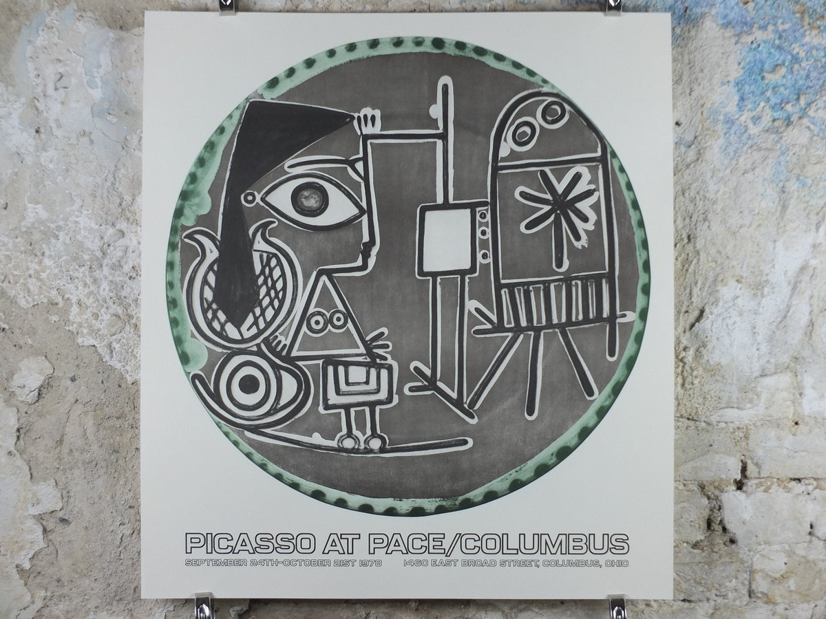 1978 Pablo Picasso Exhibition Poster, Jacqueline at her easel, Pace/Columbus, Dada Surrealism, artist gallery exhibition, wall art decor